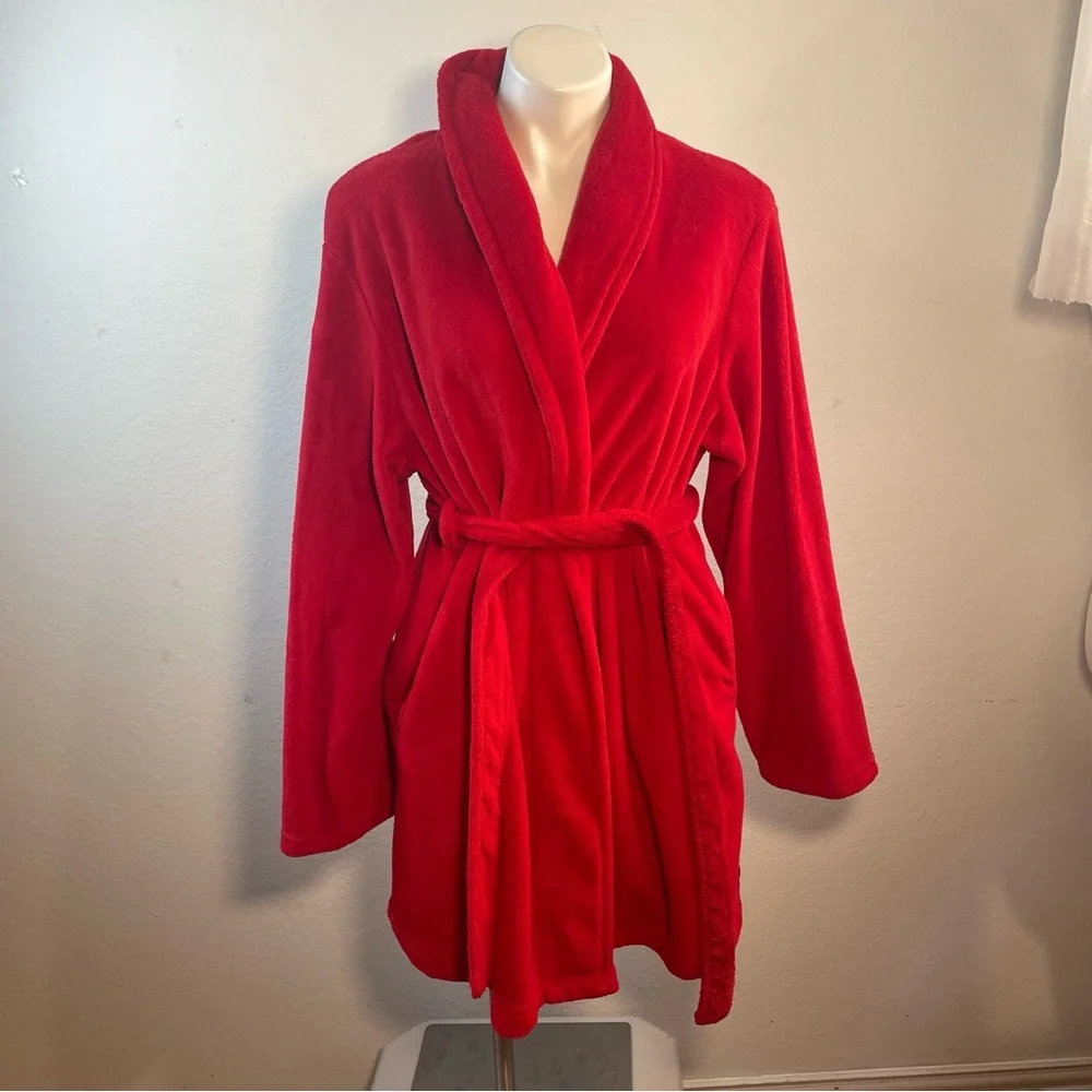 Secret Treasures Soft Red plush belted robe